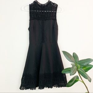 NWT Francescas | black lace high neck dress XS